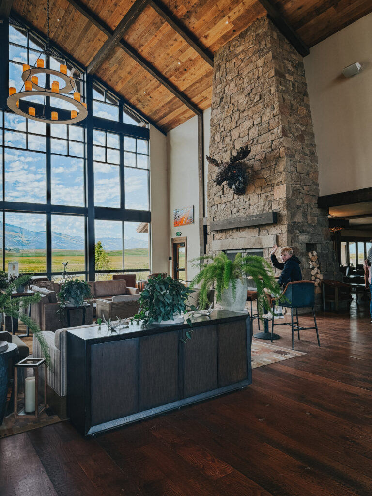 Sage Lodge interior view of lobby during our Montana road trip