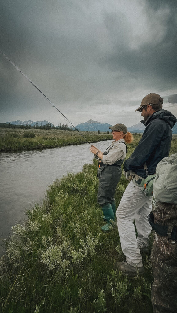 Family fly fishing with Yellowstone River Outfitters in Montana